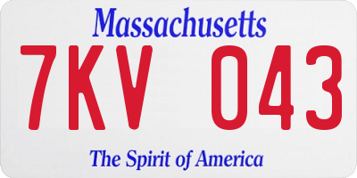 MA license plate 7KV043