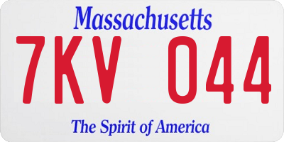 MA license plate 7KV044