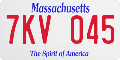MA license plate 7KV045