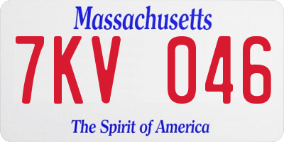 MA license plate 7KV046