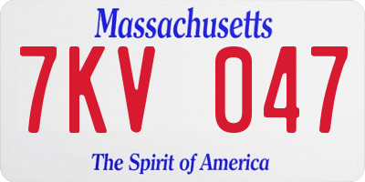 MA license plate 7KV047