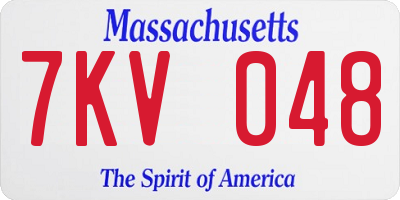 MA license plate 7KV048