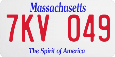 MA license plate 7KV049