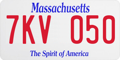 MA license plate 7KV050