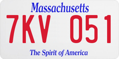 MA license plate 7KV051