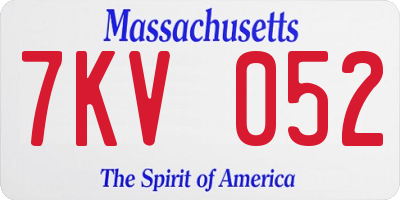 MA license plate 7KV052