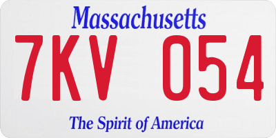 MA license plate 7KV054