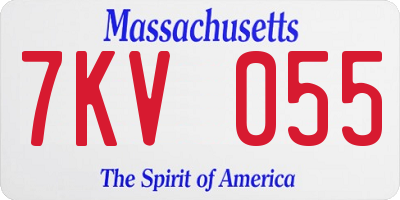 MA license plate 7KV055