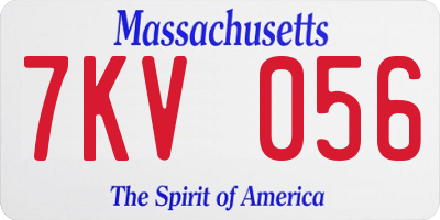 MA license plate 7KV056