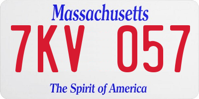 MA license plate 7KV057