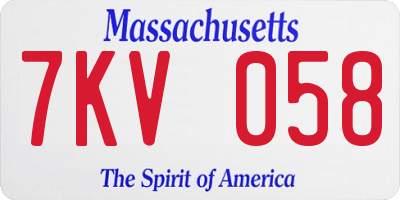 MA license plate 7KV058