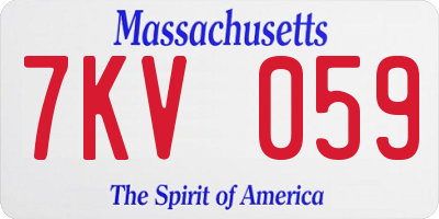 MA license plate 7KV059