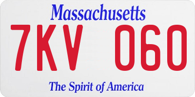 MA license plate 7KV060