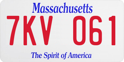 MA license plate 7KV061