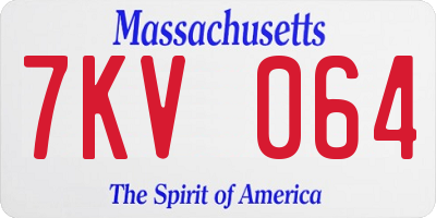 MA license plate 7KV064