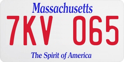 MA license plate 7KV065