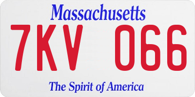MA license plate 7KV066