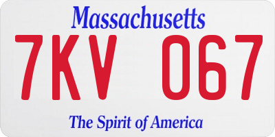 MA license plate 7KV067
