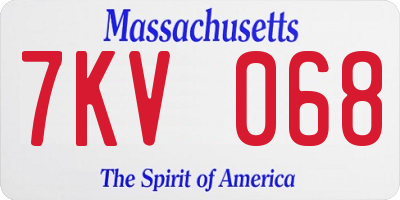 MA license plate 7KV068