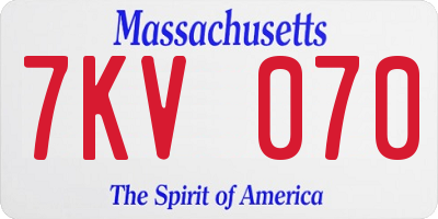 MA license plate 7KV070