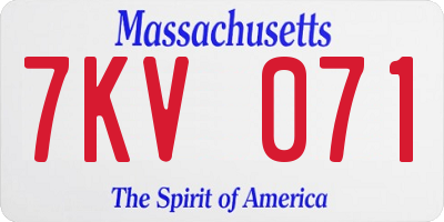 MA license plate 7KV071
