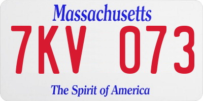 MA license plate 7KV073