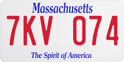 MA license plate 7KV074