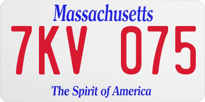MA license plate 7KV075