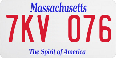 MA license plate 7KV076