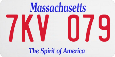 MA license plate 7KV079