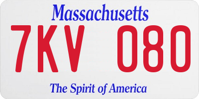 MA license plate 7KV080
