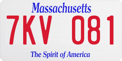 MA license plate 7KV081