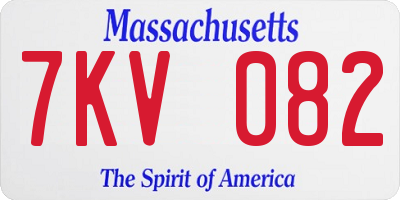 MA license plate 7KV082