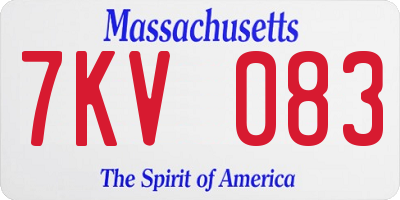 MA license plate 7KV083