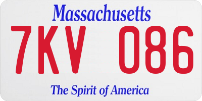 MA license plate 7KV086
