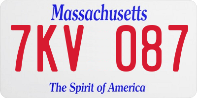 MA license plate 7KV087
