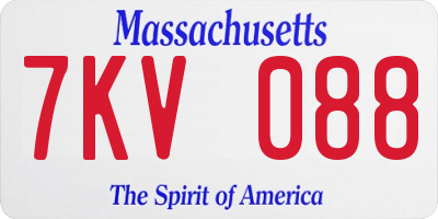 MA license plate 7KV088