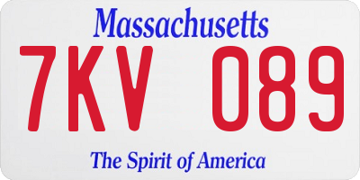 MA license plate 7KV089
