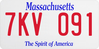 MA license plate 7KV091