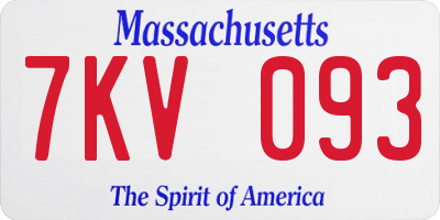 MA license plate 7KV093