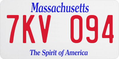 MA license plate 7KV094