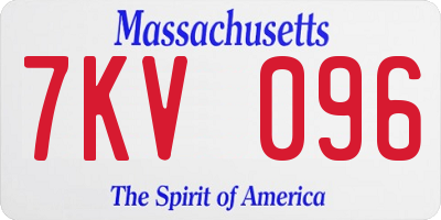 MA license plate 7KV096