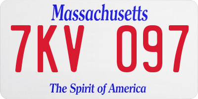 MA license plate 7KV097