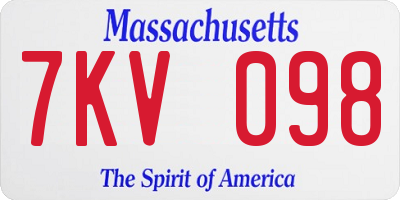 MA license plate 7KV098