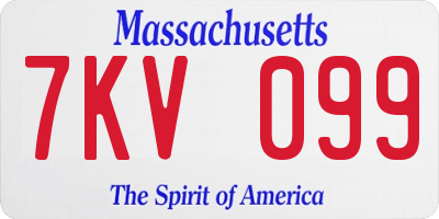 MA license plate 7KV099