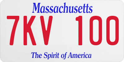 MA license plate 7KV100