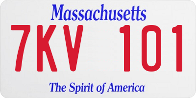 MA license plate 7KV101