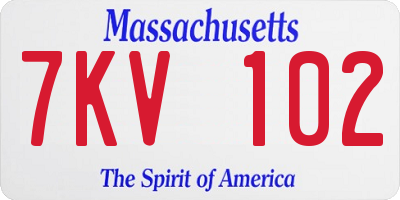 MA license plate 7KV102