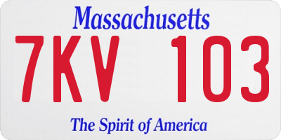 MA license plate 7KV103