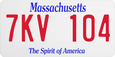 MA license plate 7KV104